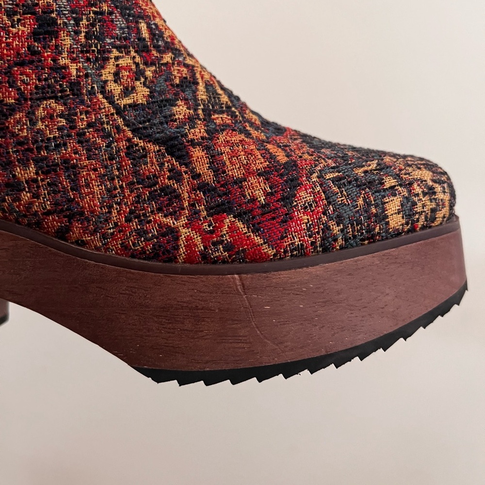 Woven Pattern Platform Ankle Boots - Multi - Picture 9 of 9